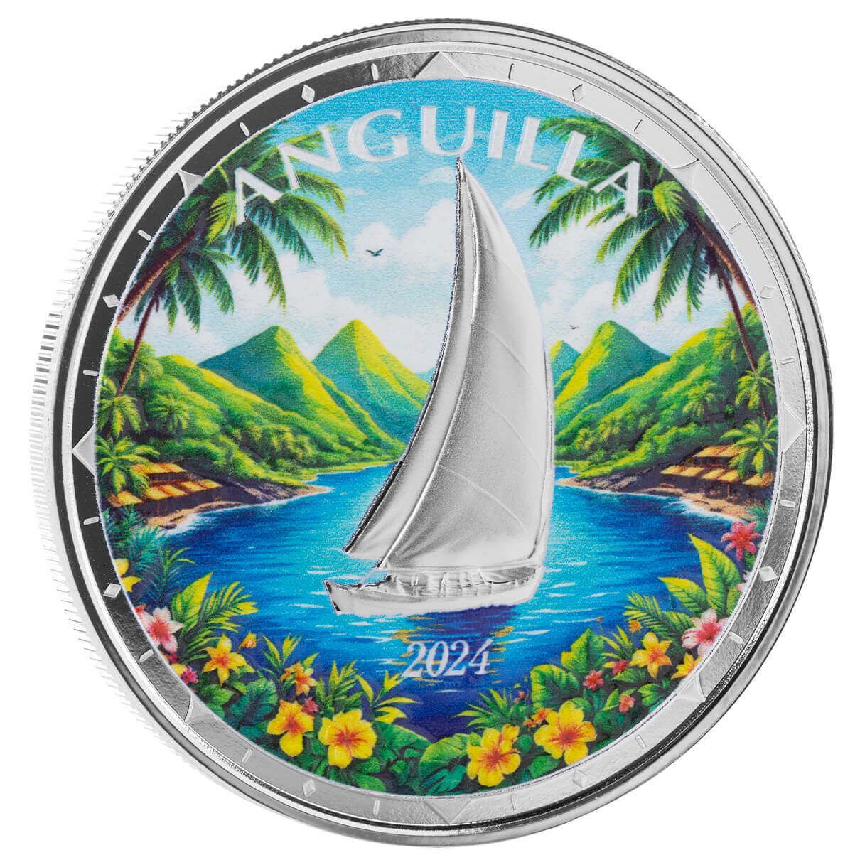 2024 EC8 Anguilla | Regatta 1 oz 999 Fine Silver Color Coin