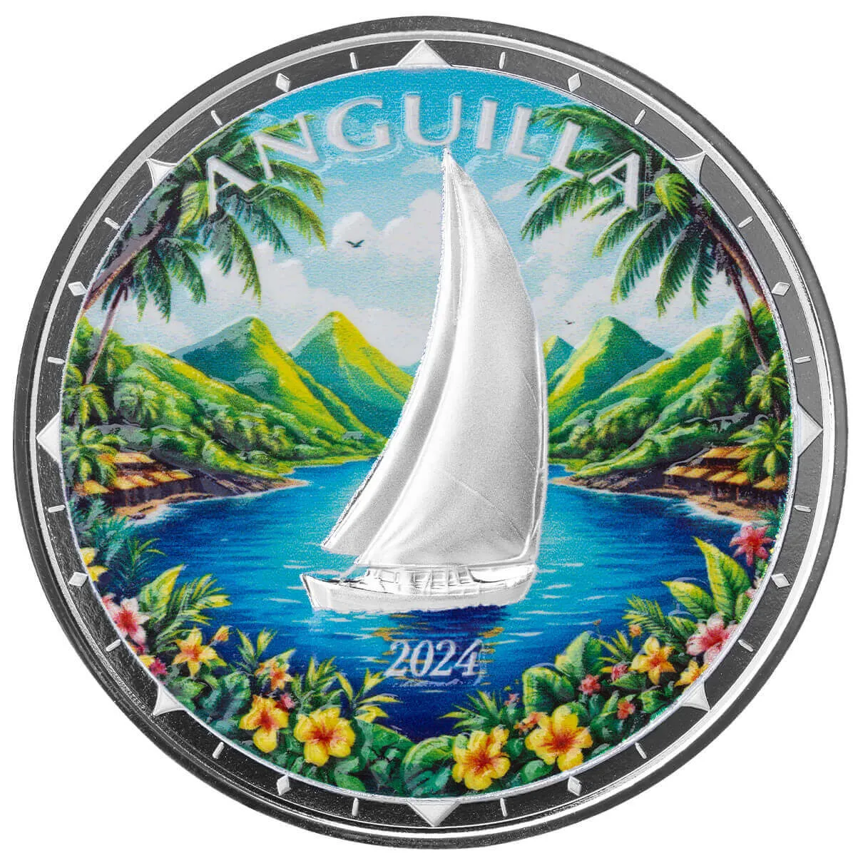 2024 EC8 Anguilla | Regatta 1 oz 999 Fine Silver Color Coin