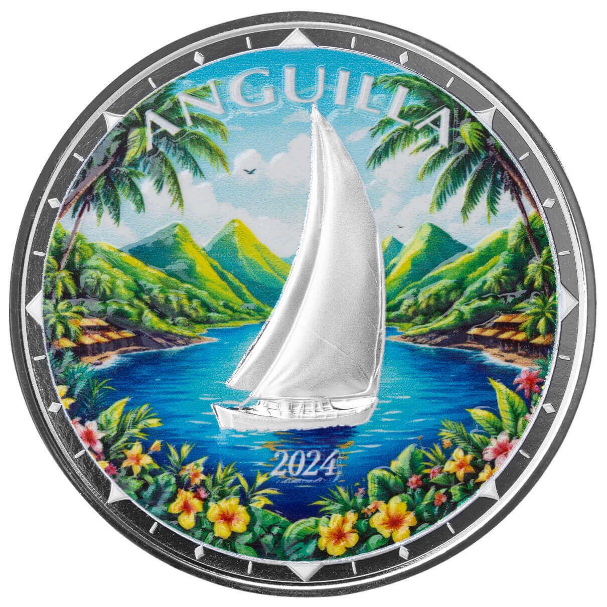 2024 EC8 Anguilla | Regatta 1 oz 999 Fine Silver Color Coin