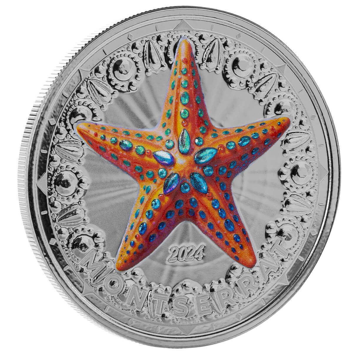 2024 EC8 Montserrat | Starfish 1 oz 999 Fine Silver Color Coin