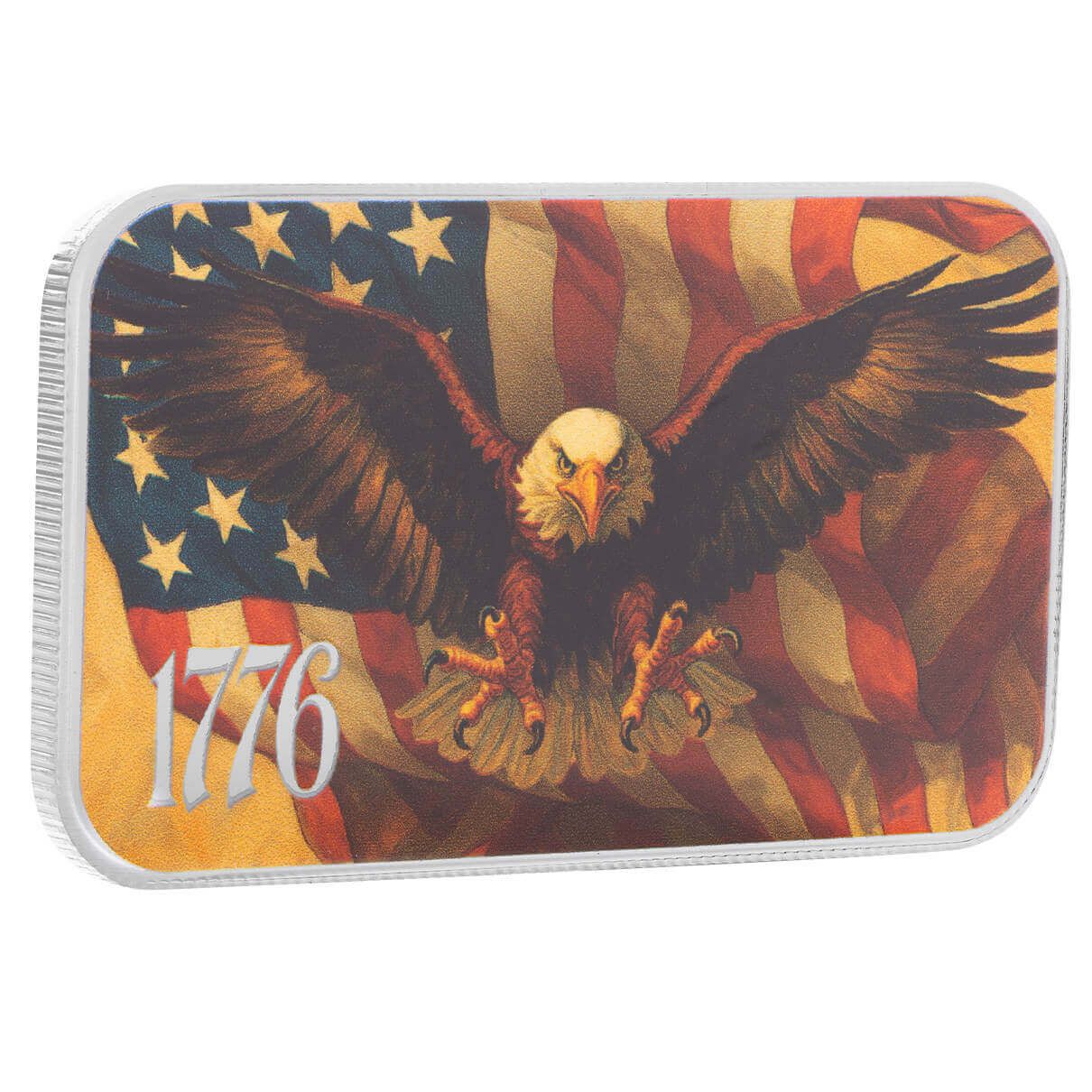 2025 Americana | 1776 Bald Eagle 1 Troy oz 999 Fine Silver Color Bar