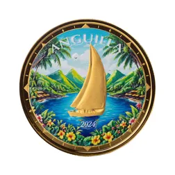 2024 Ec8 Scottsdale Mint Anguilla 1 Troy Ounce 999 Fine Gold Color Proof Like Coin 01