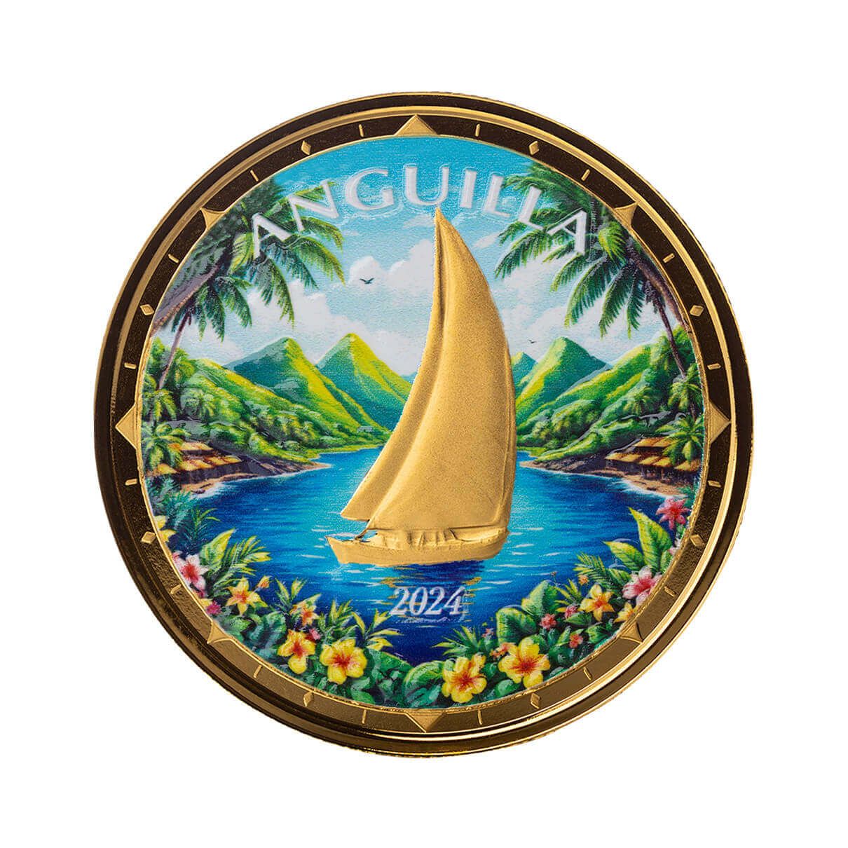 2024 EC8 Anguilla | Regatta 1 oz 9999 Fine Gold Color Coin