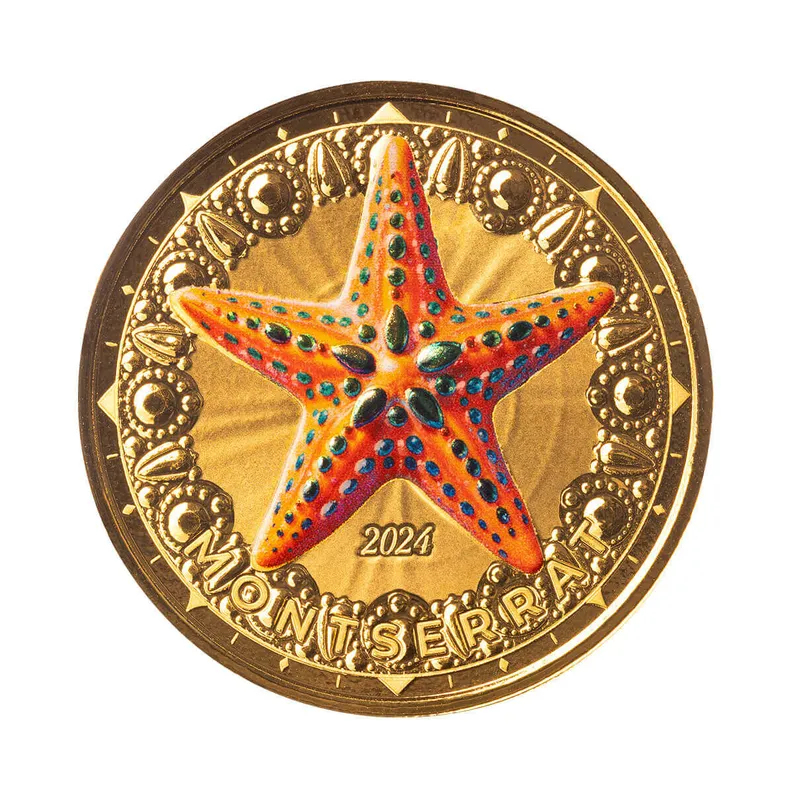2024 Ec8 Scottsdale Mint Montserrat 1 Troy Ounce 999 Fine Gold Color Proof Like Coin 02