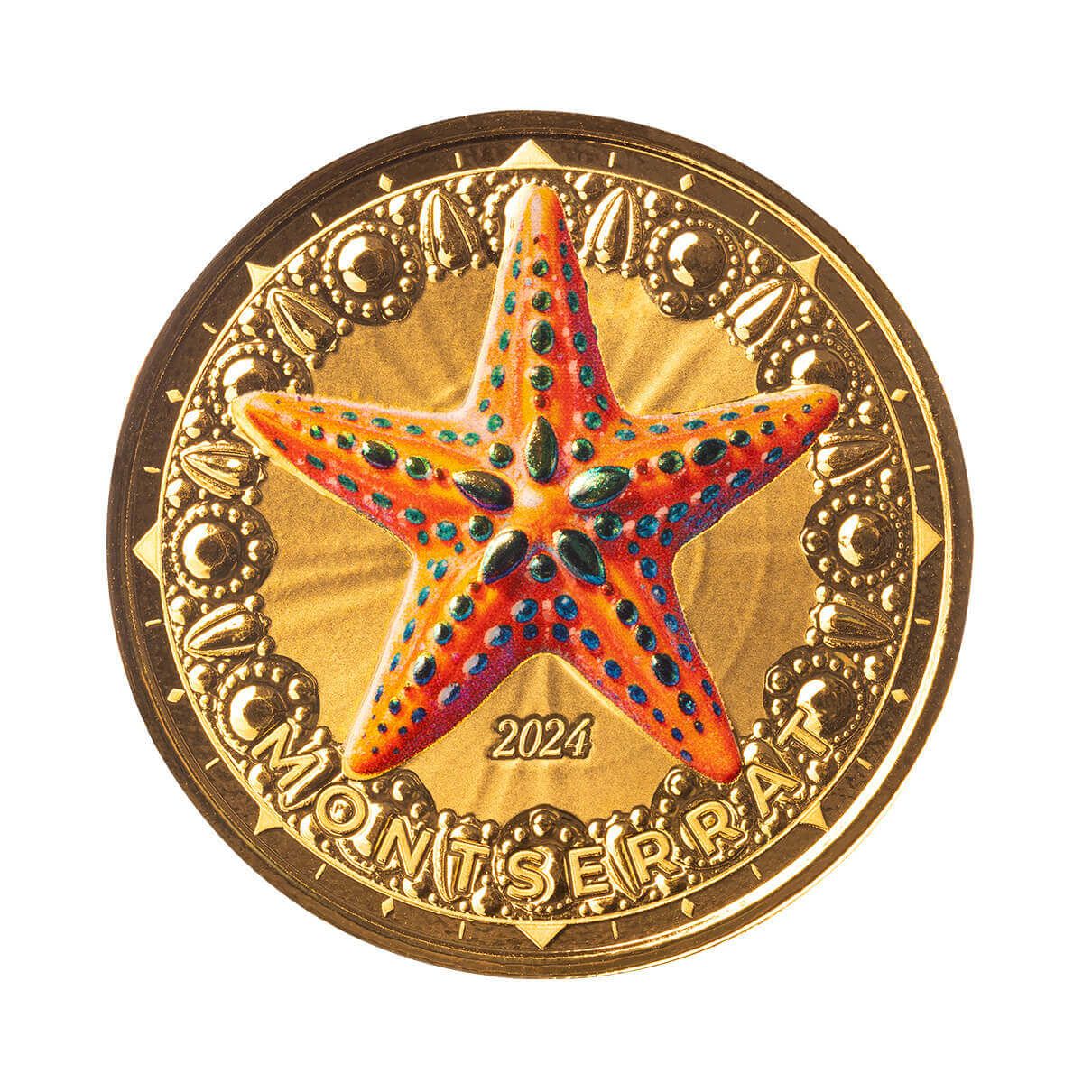 2024 EC8 Montserrat | Starfish 1 oz 9999 Fine Gold Color Coin