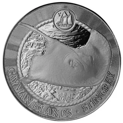 2025 Scottsdale Mint Cayman Islands Monetary Authority Stingray 1 Troy Ounce 9999 Fine Silver Proof Like Legal Tender Coin 04