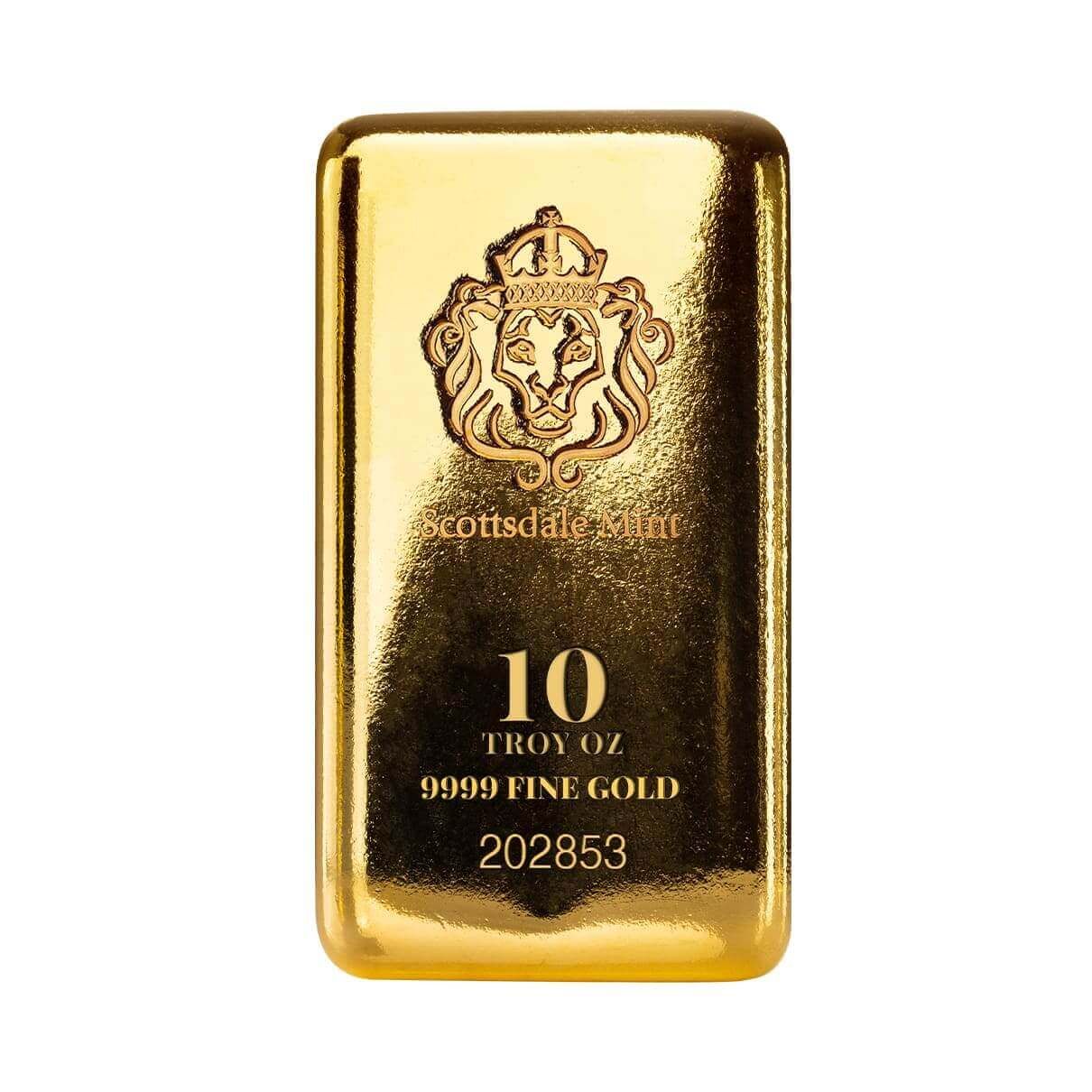 Scottsdale Mint 10 Troy oz 9999 Fine Gold Cast Bar