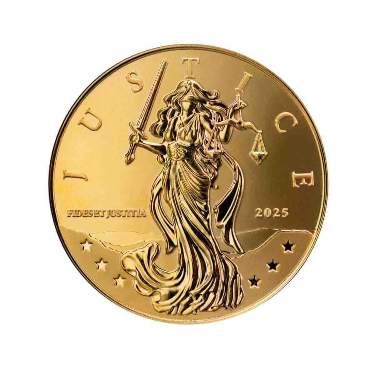 2025 Niue | Lady Justice 1 oz 9999 Fine Gold Coin | Scottsdale Mint
