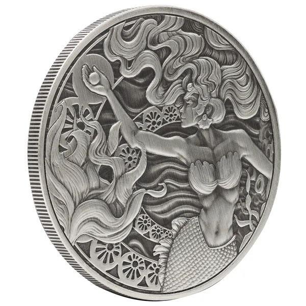 2025 Scottsdale Mint Samoa Mermaid 1 Troy Ounce 999 Fine Antique Color Proof Like Coin 04