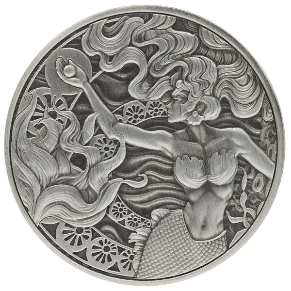 2025 Scottsdale Mint Samoa Mermaid 1 Troy Ounce 999 Fine Antique Color Proof Like Coin 05