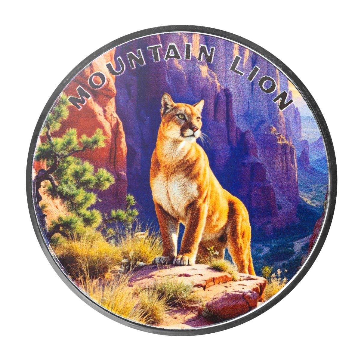 The Wild | Mountain Lion 1 oz 999 Fine Silver Colorized Round