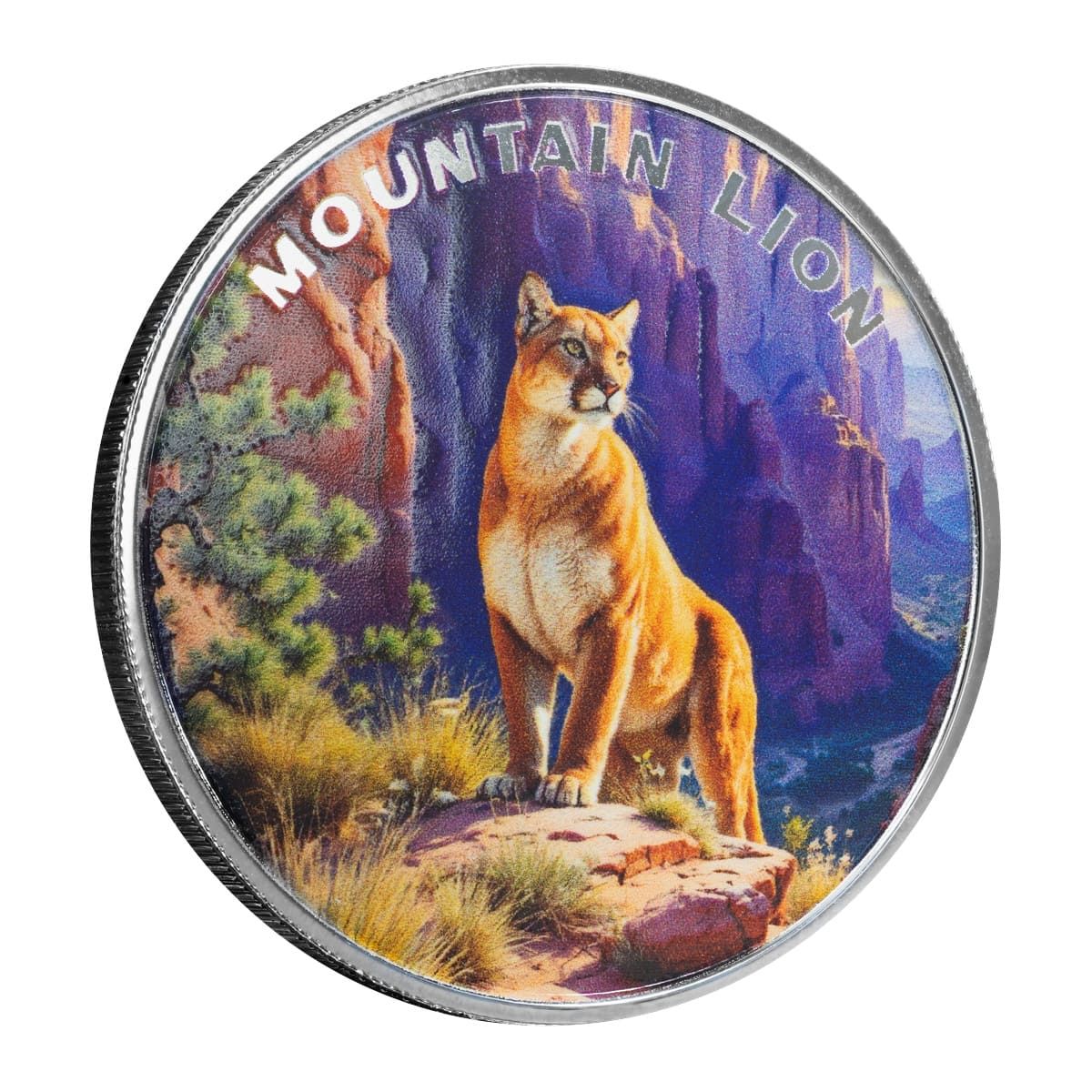 The Wild | Mountain Lion 1 oz 999 Fine Silver Colorized Round