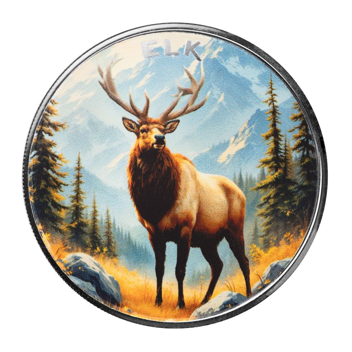 The Wild | Elk 1 oz 999 Fine Silver Colorized Round