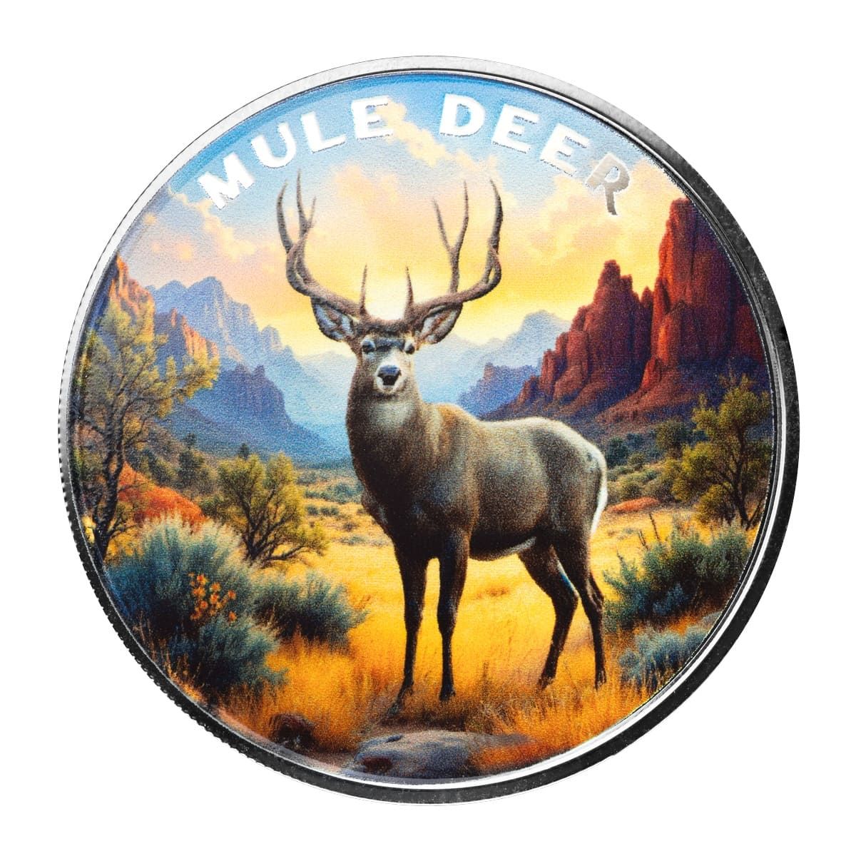 The Wild | Mule Deer 1 oz 999 Fine Silver Colorized Round