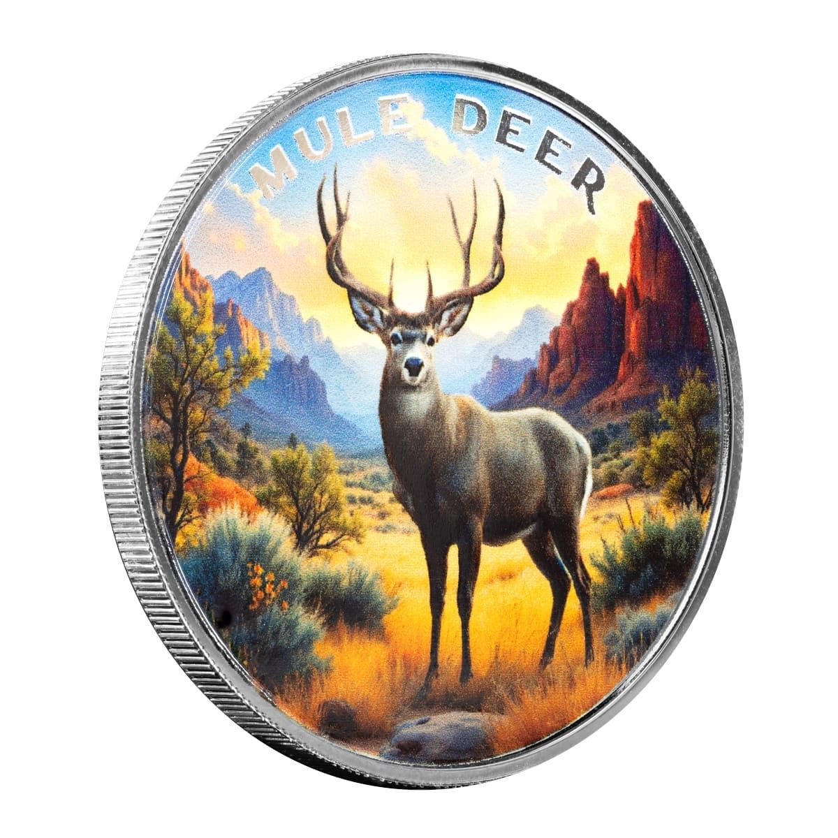 The Wild | Mule Deer 1 oz 999 Fine Silver Colorized Round