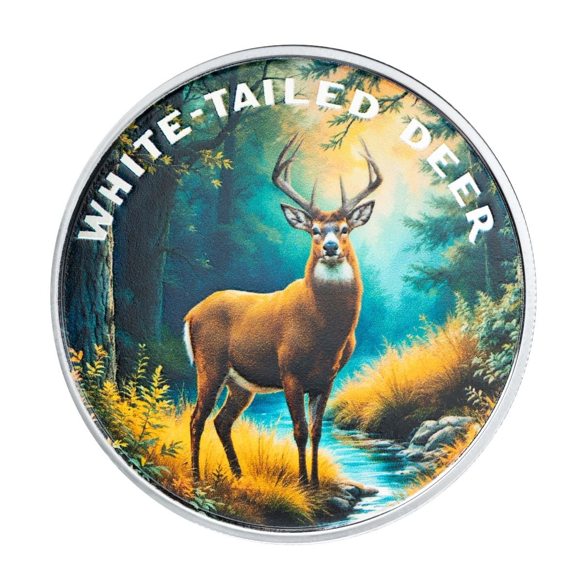 The Wild | White-Tailed Deer 1 oz 999 Fine Silver Colorized Round