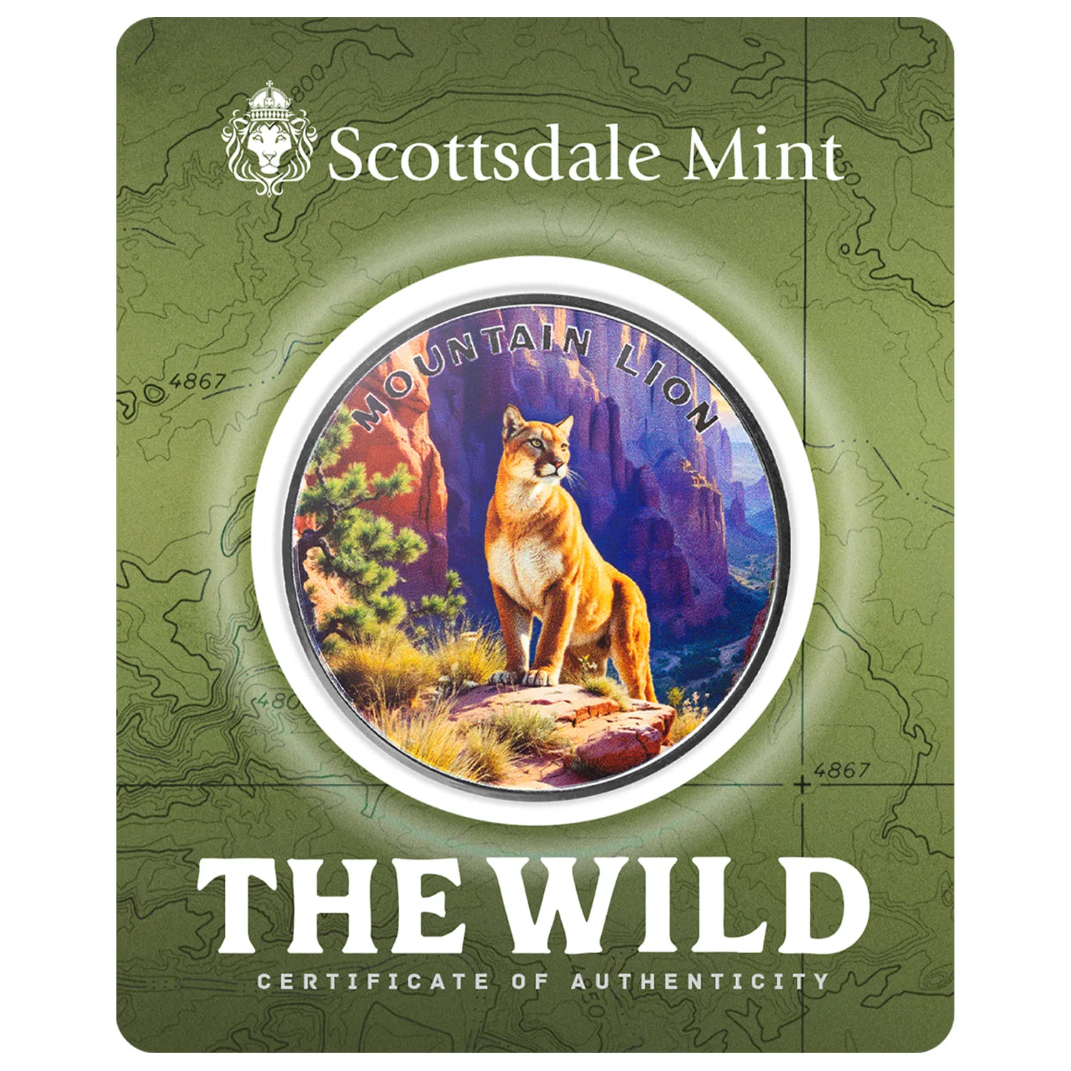 The Wild | Mountain Lion 1 oz 999 Fine Silver Colorized Round