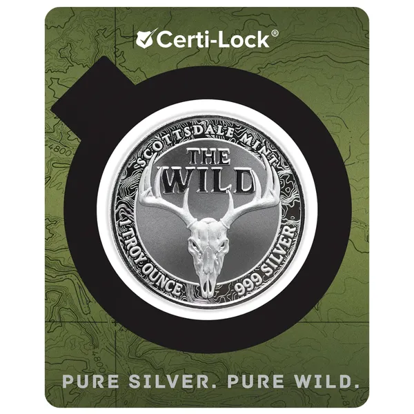 2025 Scottsdale Mint The Wild 1 Troy Ounce Fine Silver Color Round Certilock 03 1 1