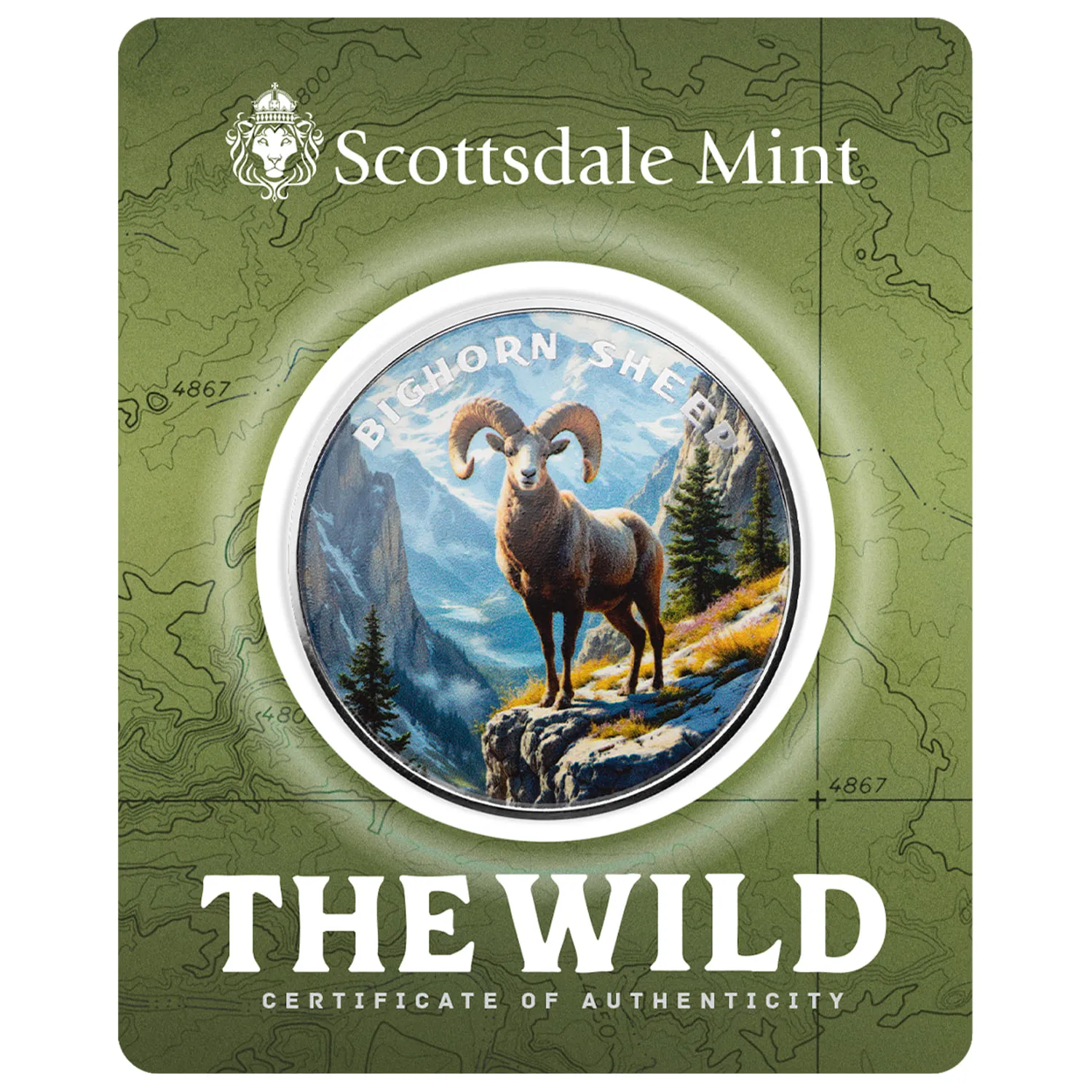 The Wild | Bighorn Sheep 1 oz 999 Fine Silver Colorized Round
