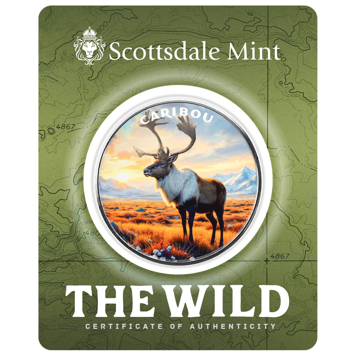 The Wild | Caribou 1 oz 999 Fine Silver Colorized Round