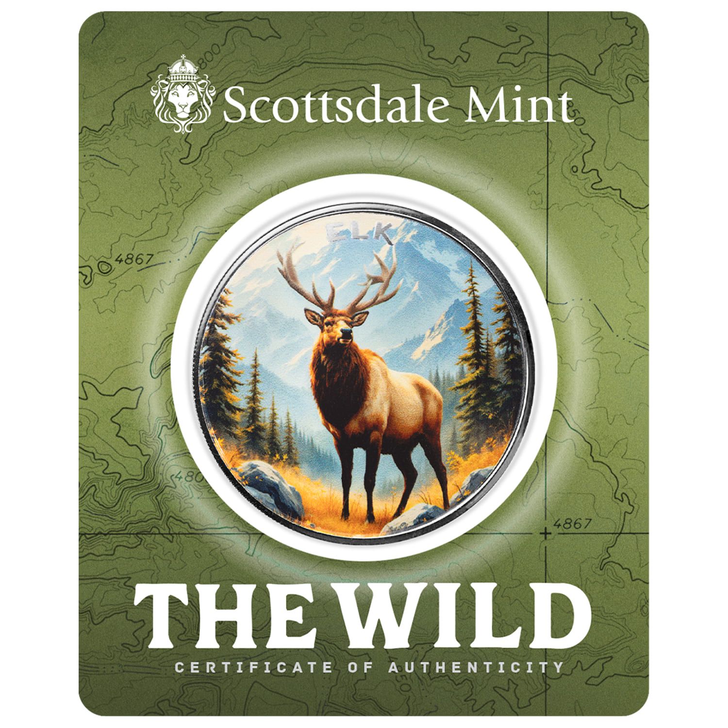 The Wild | Elk 1 oz 999 Fine Silver Colorized Round
