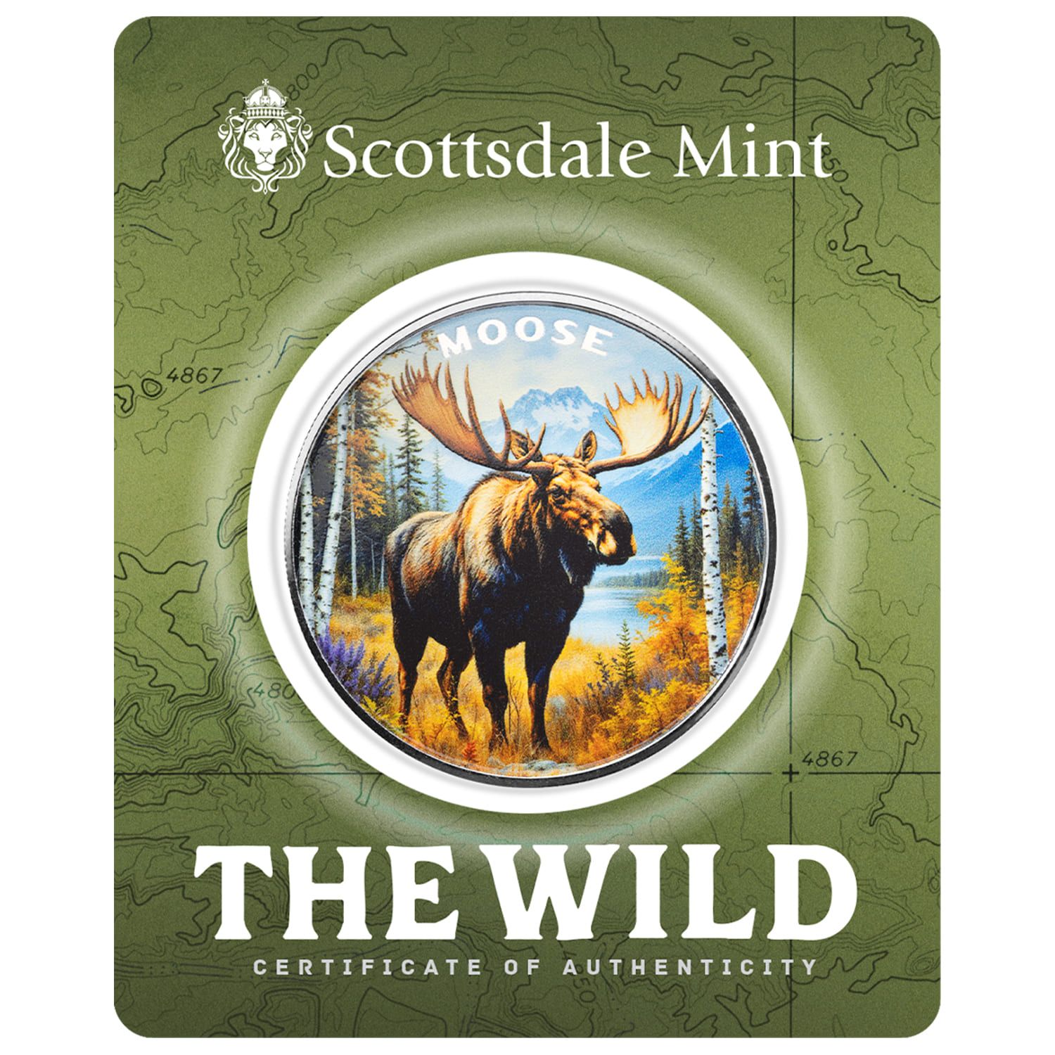 The Wild | Moose 1 oz 999 Fine Silver Colorized Round