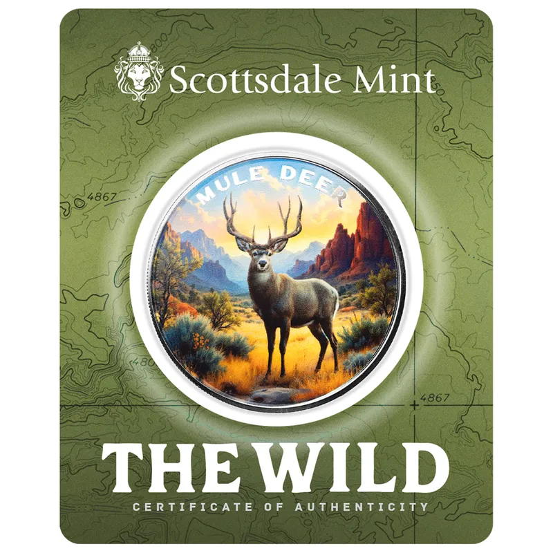 2025 Scottsdale Mint The Wild 1 Troy Ounce Fine Silver Color Round Certilock 09