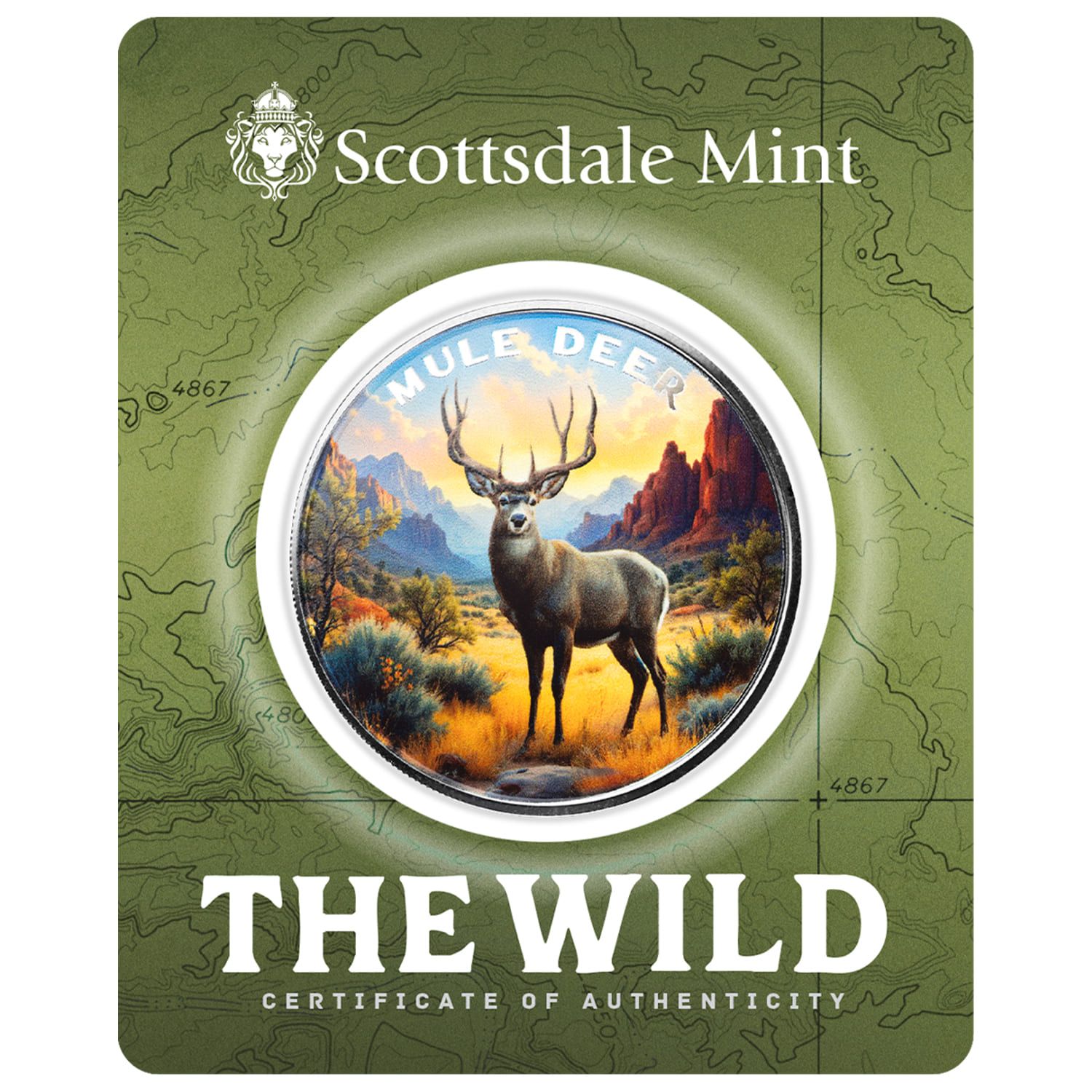 The Wild | Mule Deer 1 oz 999 Fine Silver Colorized Round