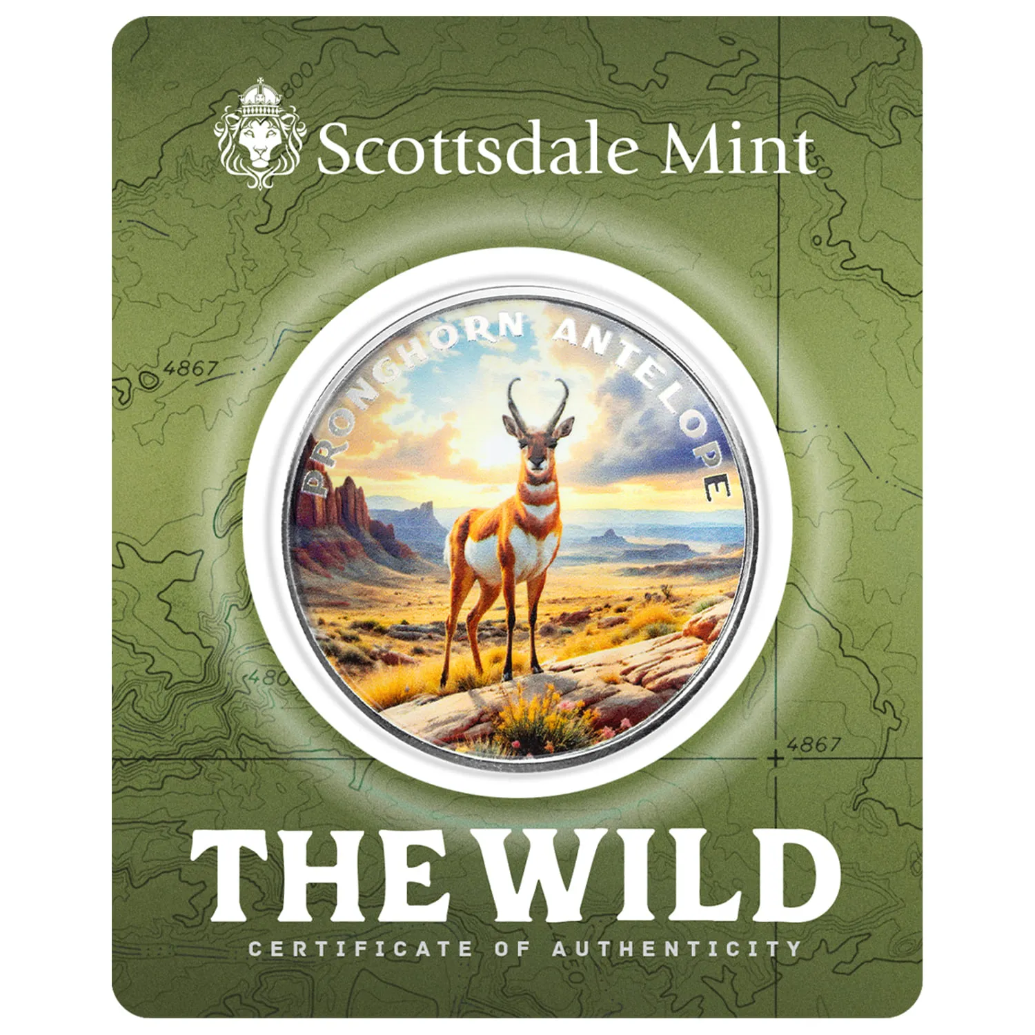 The Wild | Pronghorn Antelope 1 oz 999 Fine Silver Colorized Round