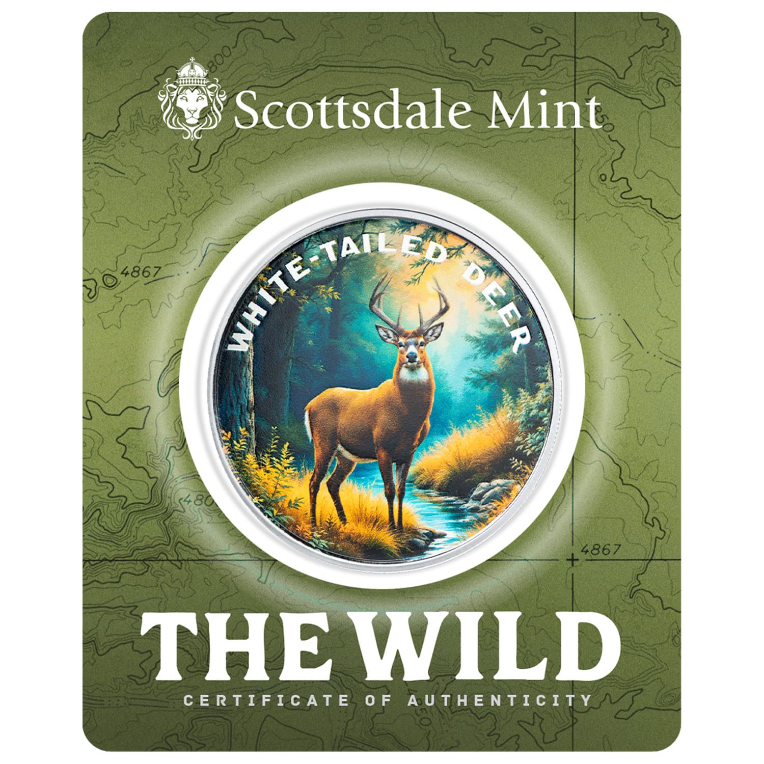 The Wild | White-Tailed Deer 1 oz 999 Fine Silver Colorized Round