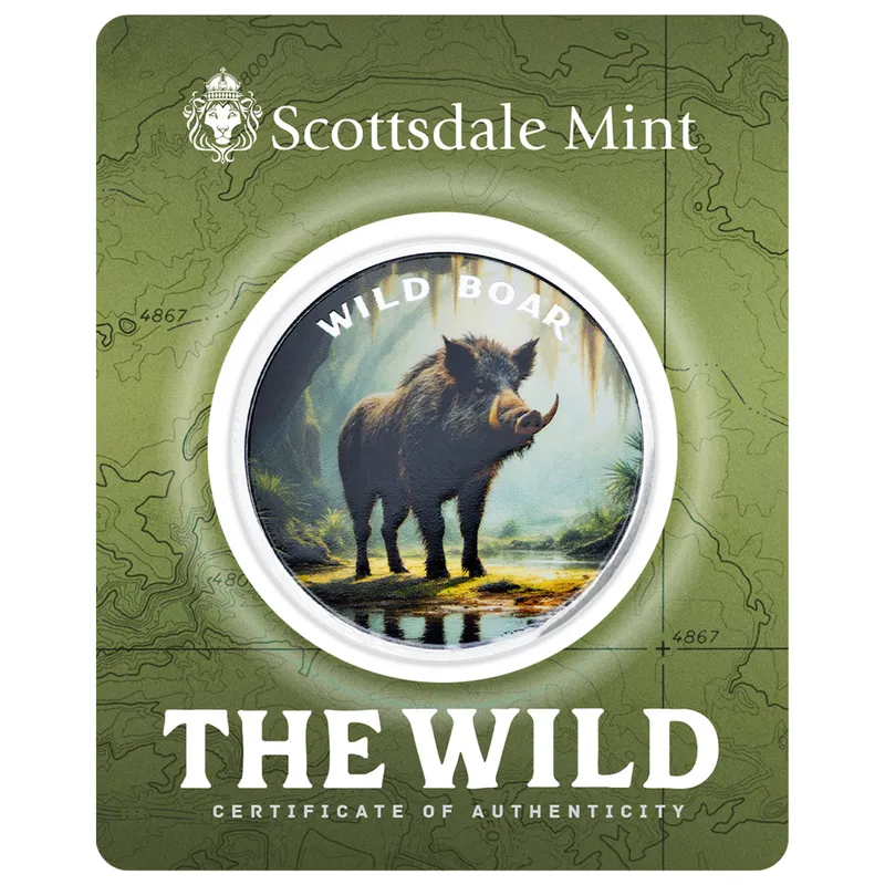 2025 Scottsdale Mint The Wild 1 Troy Ounce Fine Silver Color Round Certilock 12