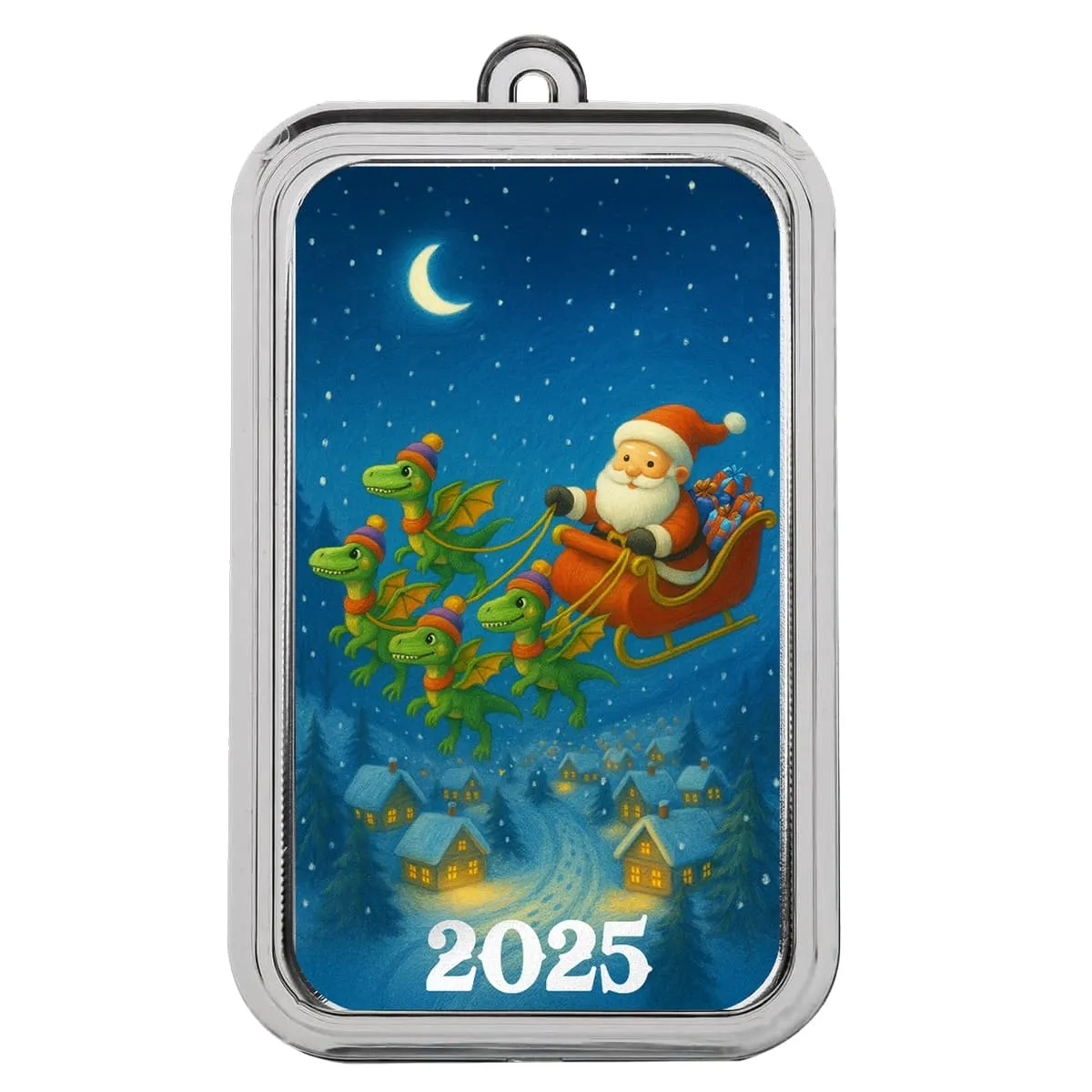 Dinosaur Sleigh Ride 1 oz Silver Colorized Bar