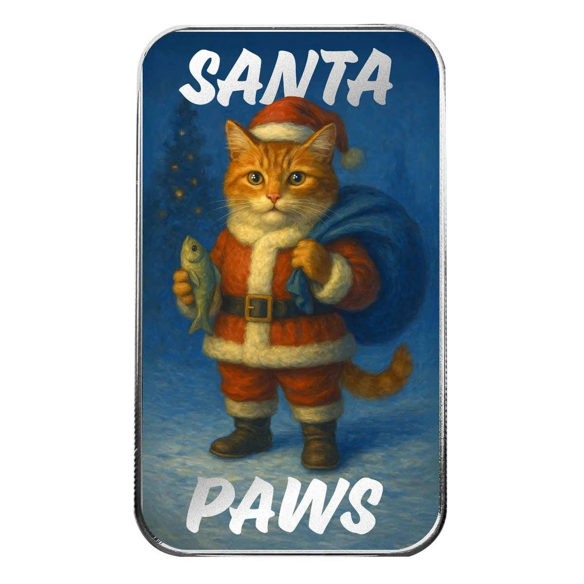 Santa Cat 1 oz Silver Colorized Bar