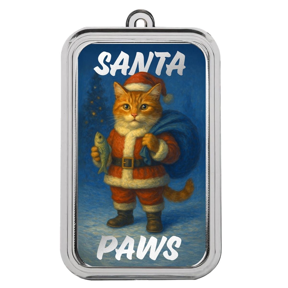 Santa Cat 1 oz Silver Colorized Bar