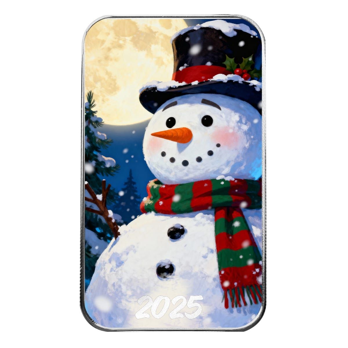 2025 Jolly Snowman 1 oz Silver Colorized Bar