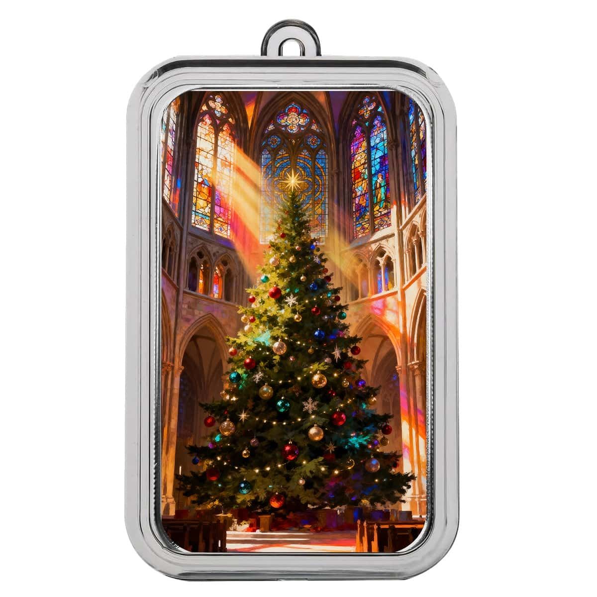 Cathedral Christmas Tree 1 oz Silver Colorized Bar