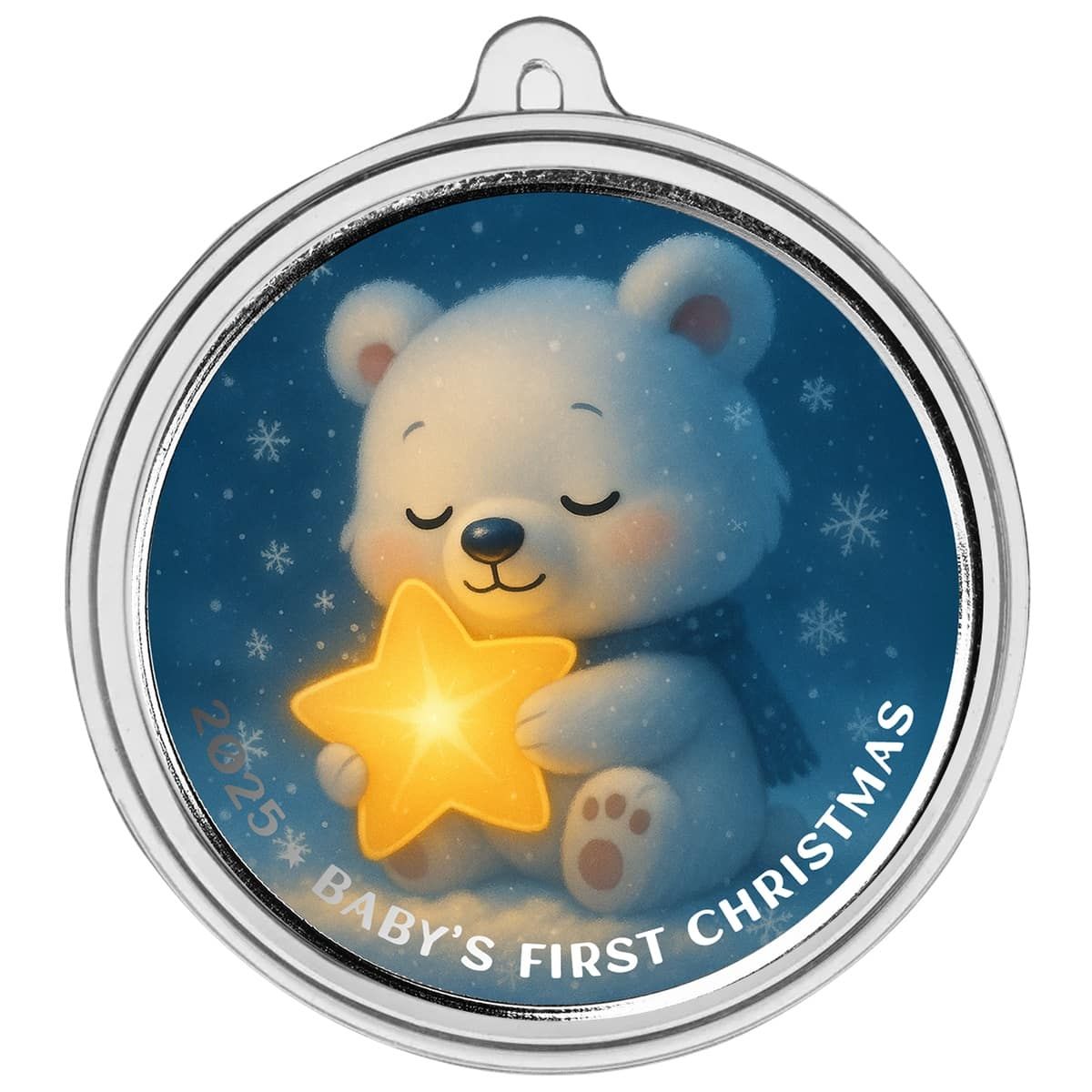 Baby Bear’s First Christmas 1 oz Silver Colorized Round