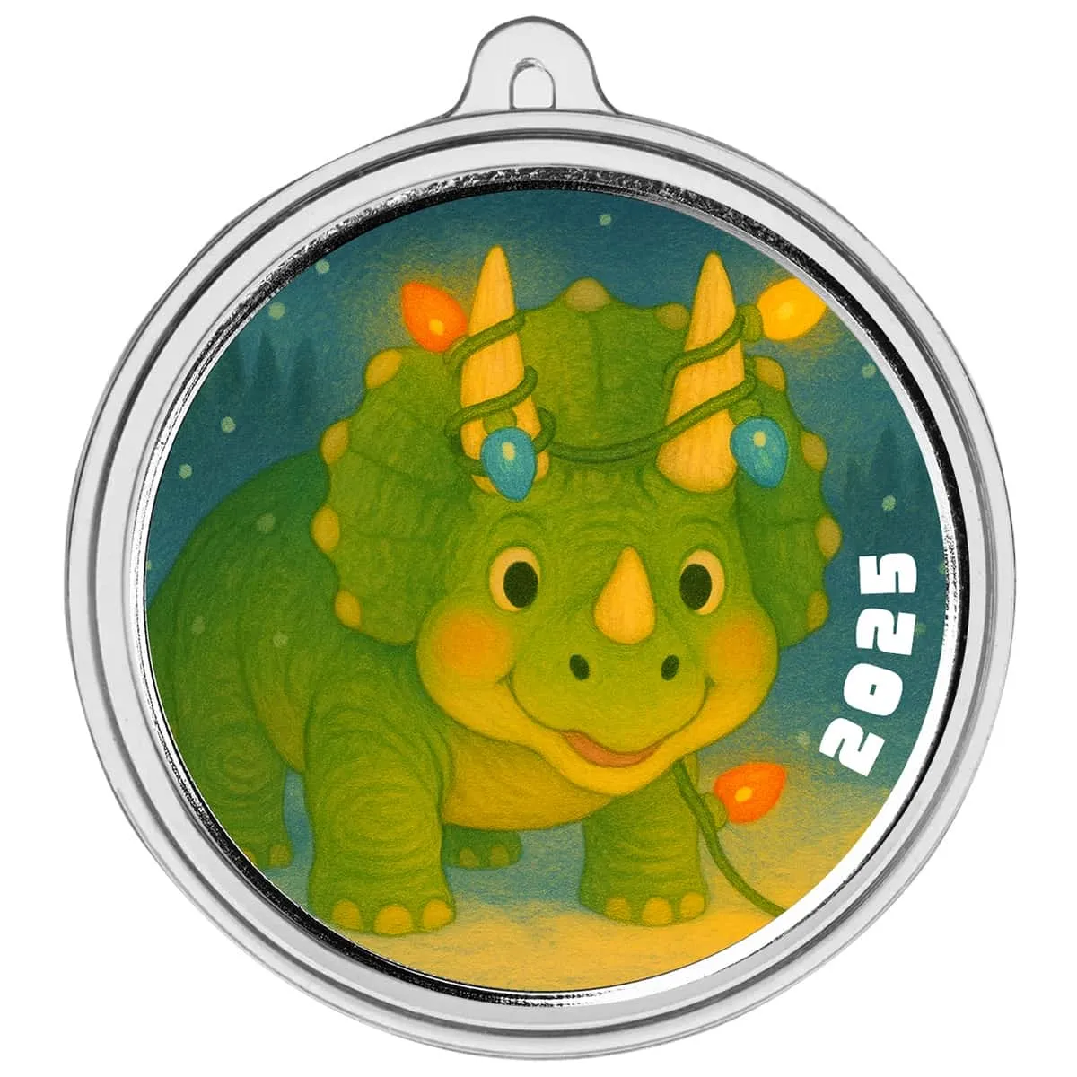 Holiday Dinosaur 1 oz Silver Colorized Round