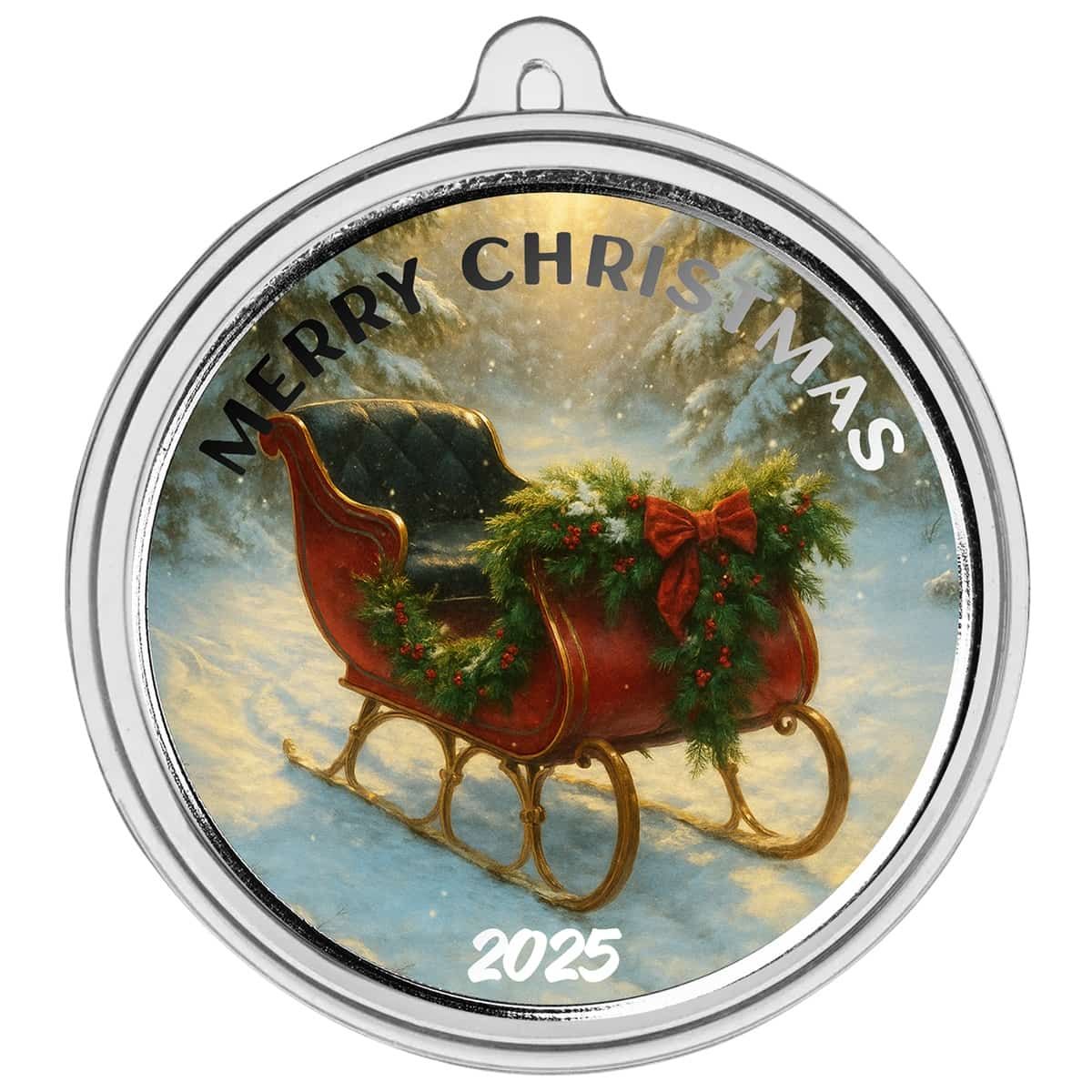 Christmas Sleigh 2025 1 oz Silver Colorized Round