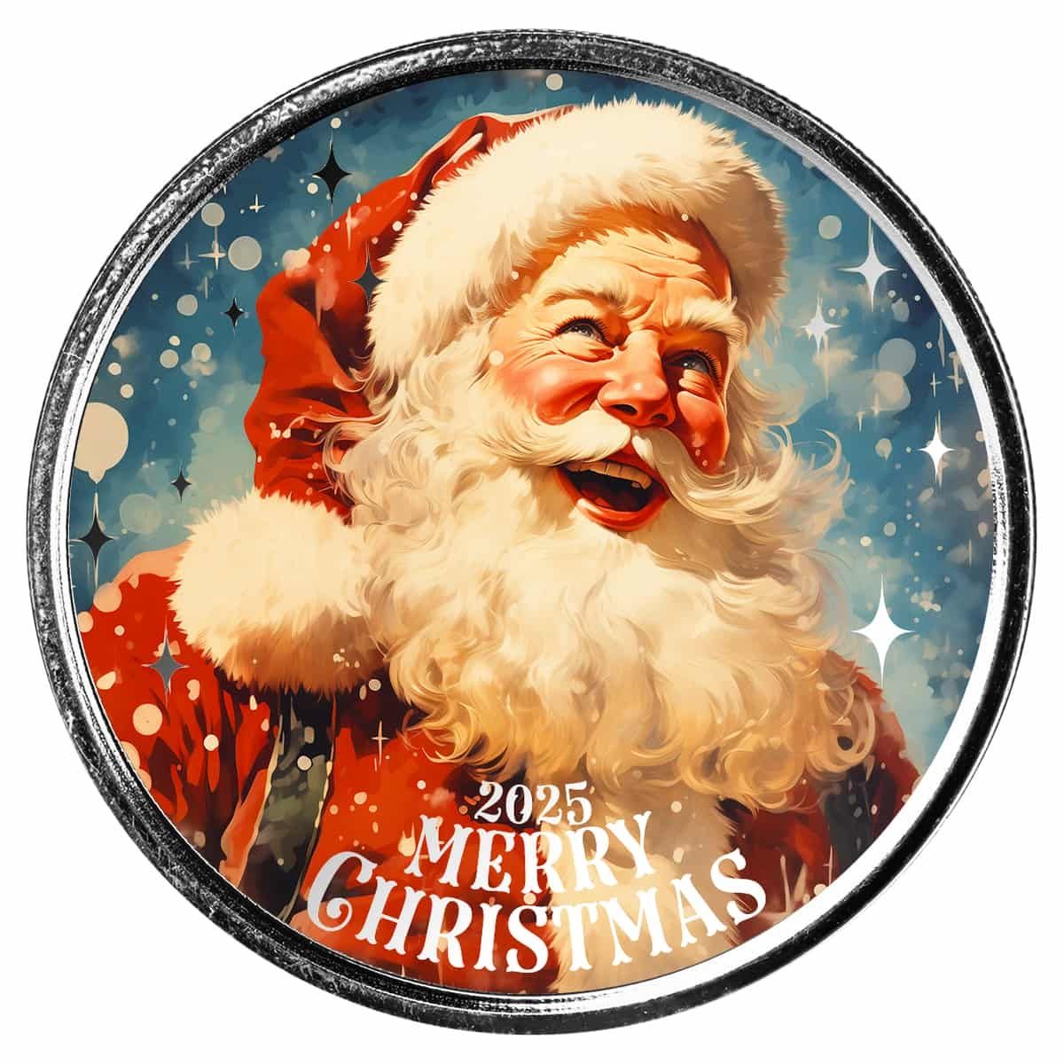 2025 Santa Claus is Coming to Town 1 oz Silver Colorized Round