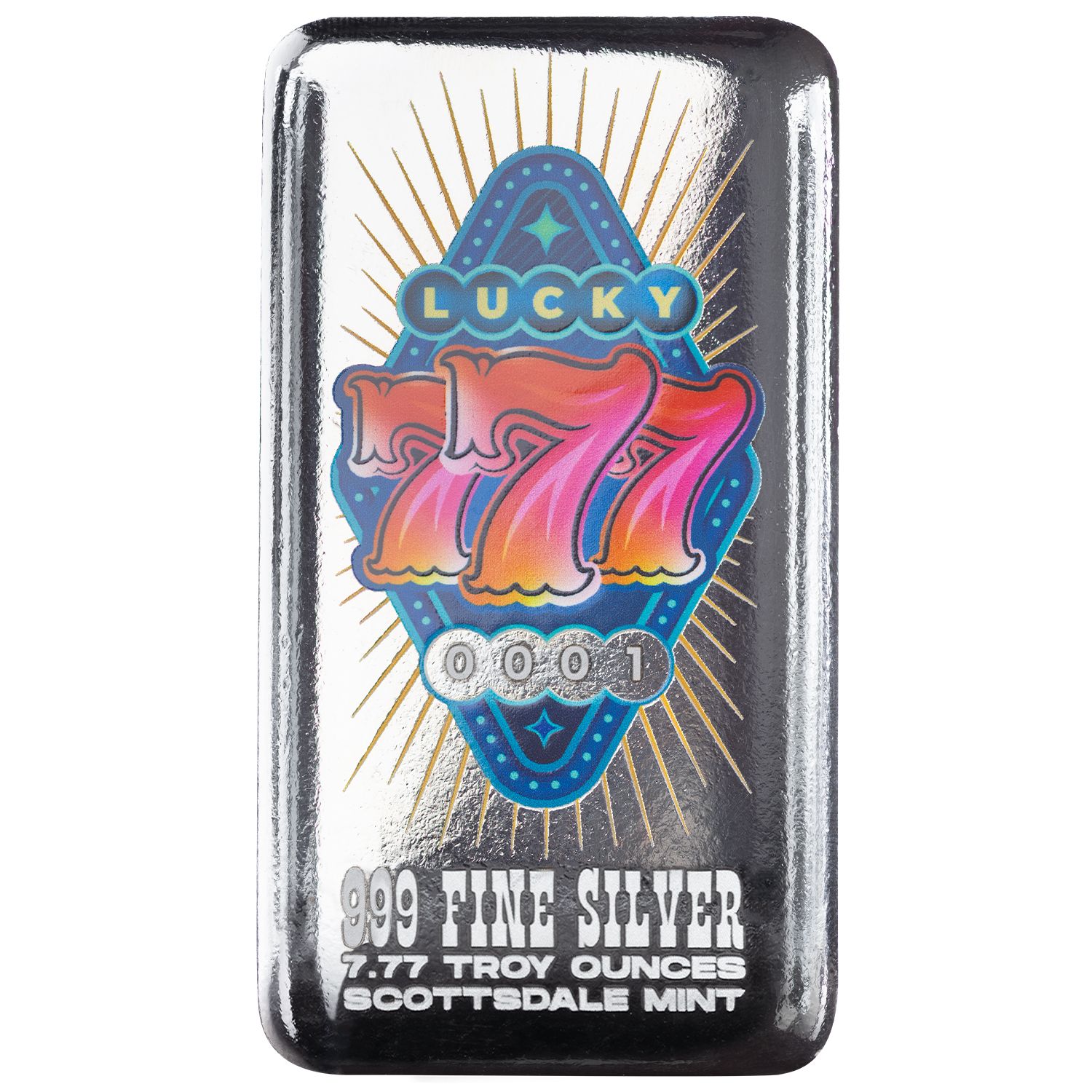 2025 Lucky Sevens Series | 7.77 oz .999 Fine Silver Colorized Cast Bar