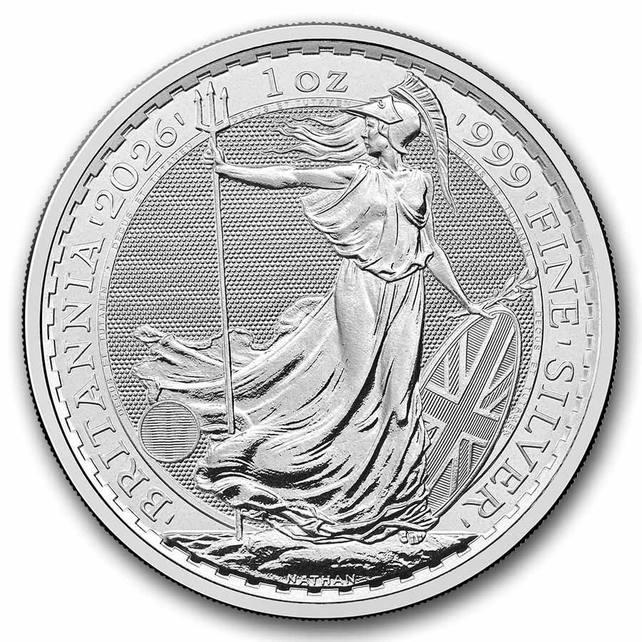 2026 Royal Mint Britannia 1 oz Silver Coin 2 Pounds Brilliant Uncirculated Condition