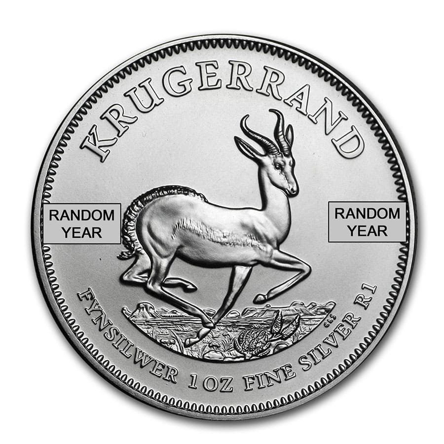 South African 1 oz Silver Krugerrand Coin BU (Random Year)