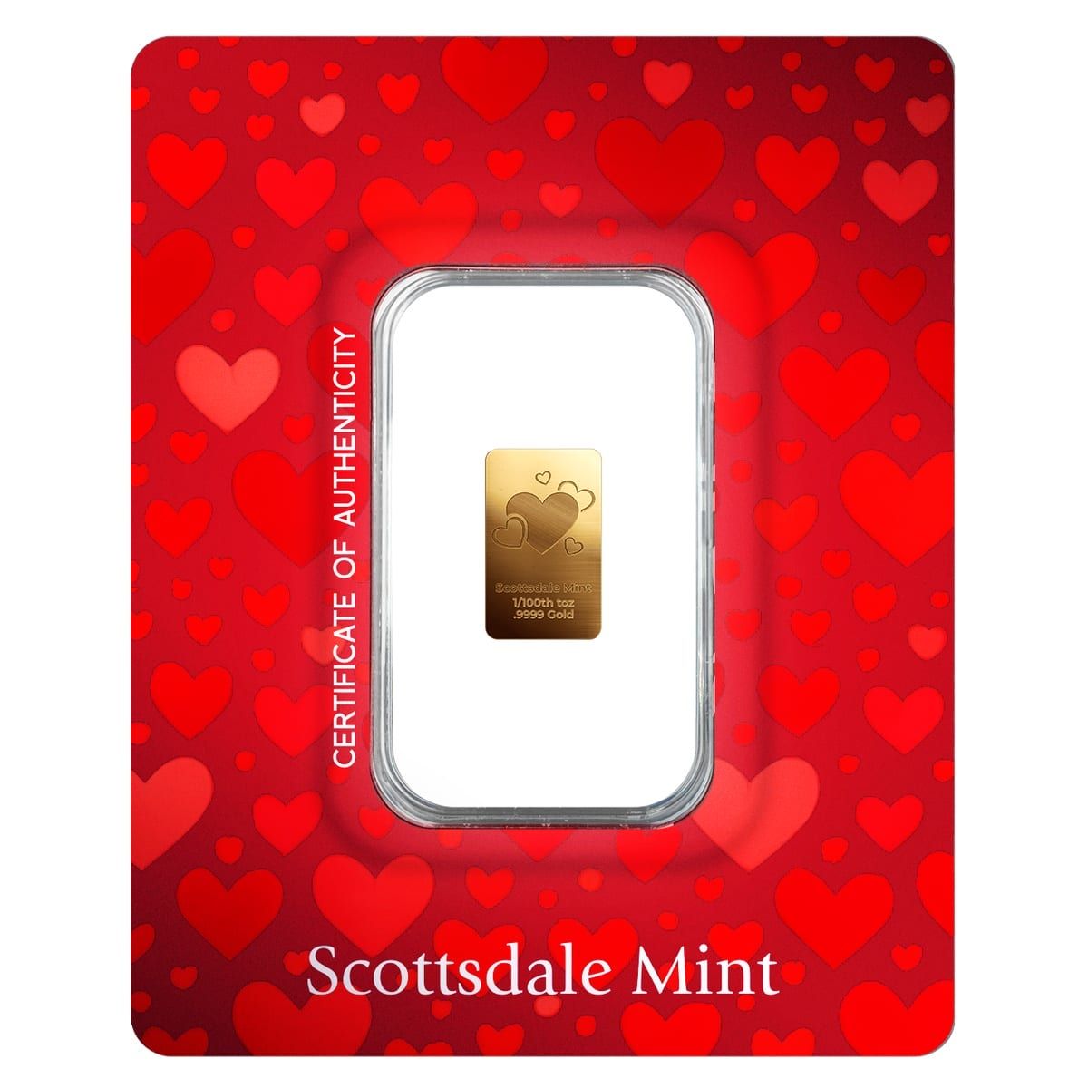 Valentine's Day Hearts 1/100th Gold Bar