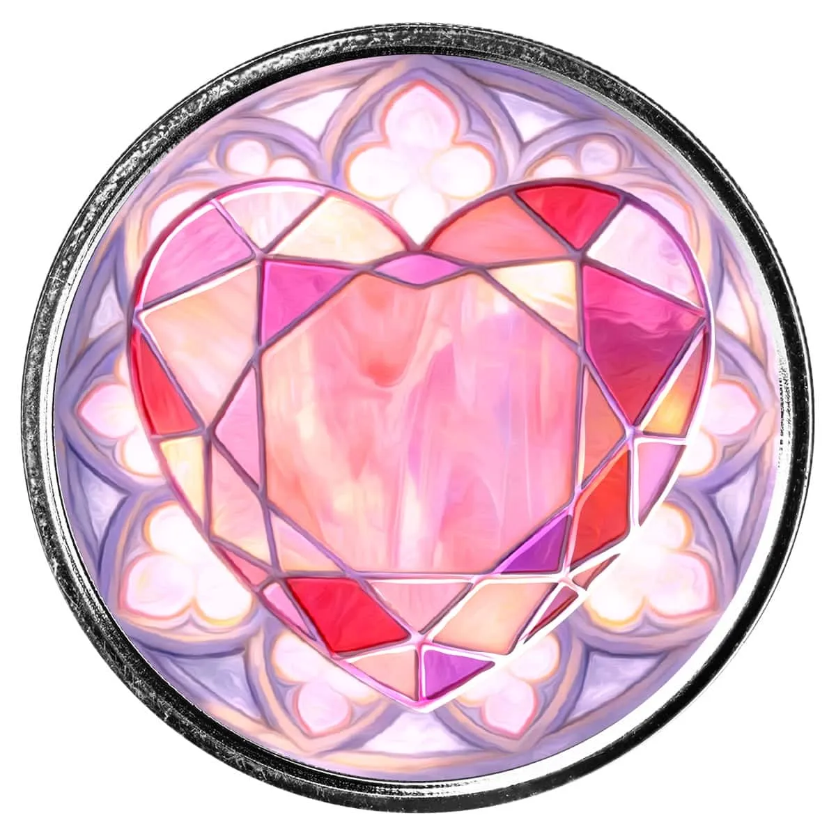 Stained Glass Heart 1 oz Silver Colorized Round