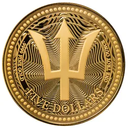 Scottsdale Mint Barbados Trident 1 Ounce 9999 Fine Gold 5 Dollar Coin 02 1