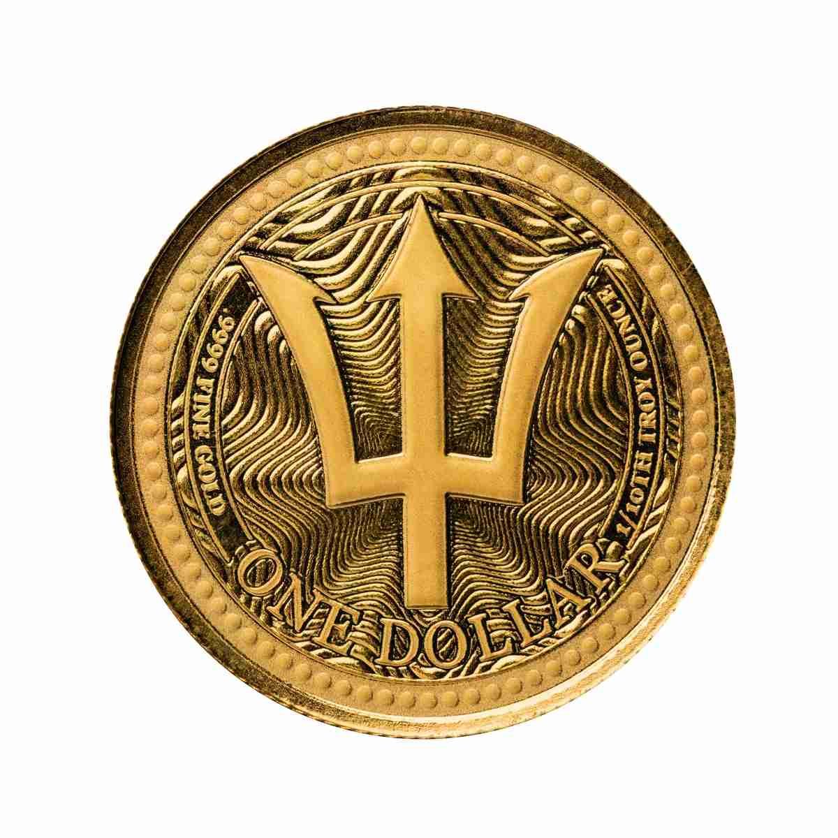 2025 Barbados Trident 1/10 oz Gold Coin