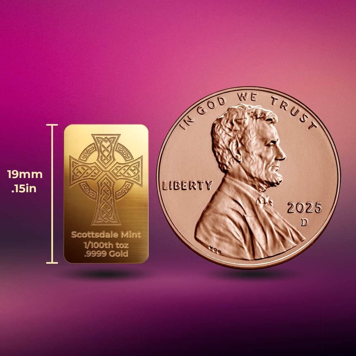 Celtic Cross 1/100th Gold Bar