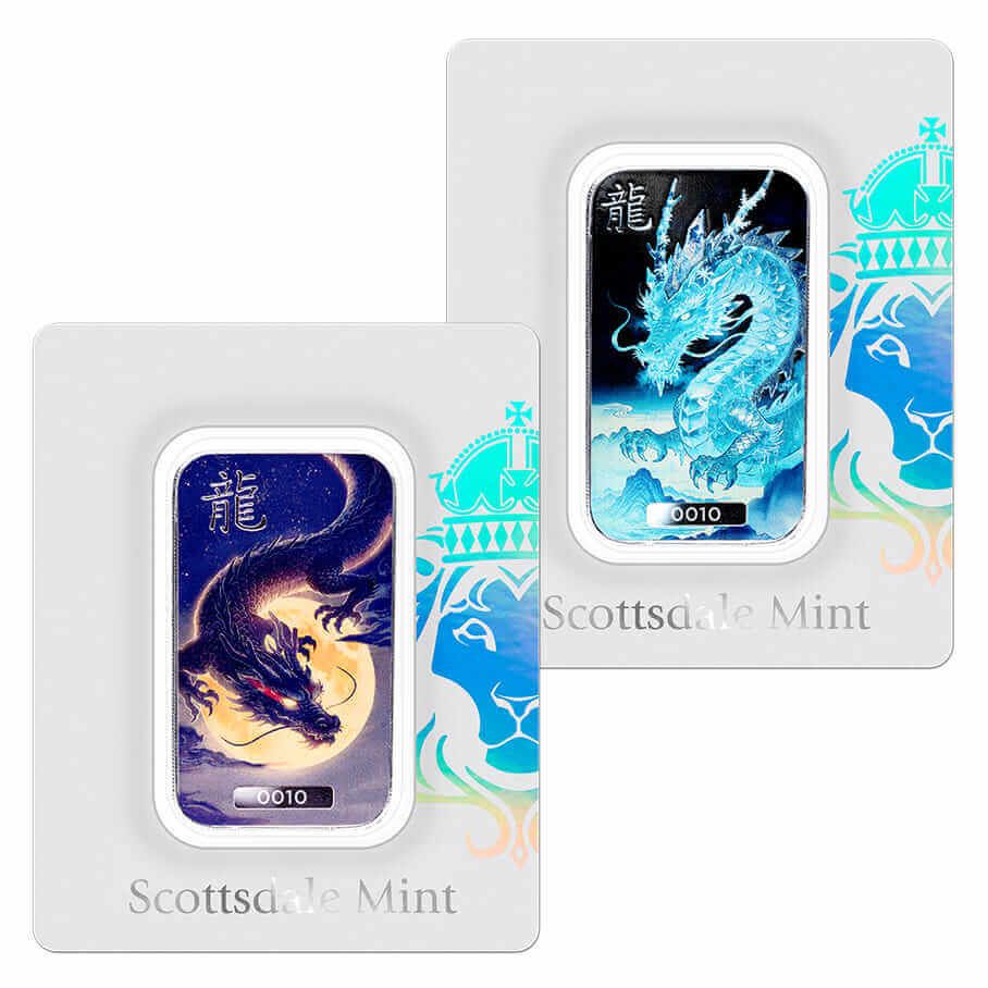 Dragon Duo Set | Night Sky & Winter Frost 1 oz Silver Bars