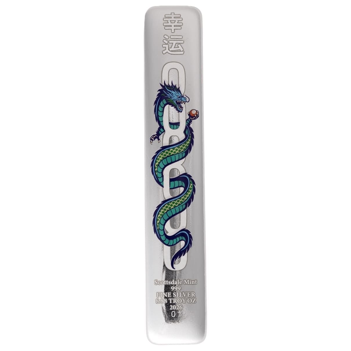 2026 Lucky Dragon 8.88 oz Silver Colorized Bar